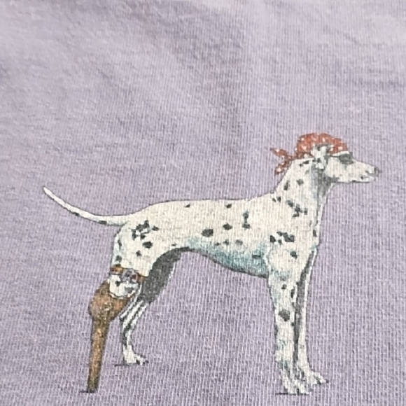 Dalmation Dog Thick Washed Cotton Graphic Humorous T-shirt Antique Truck Chicken - Picture 1 of 13